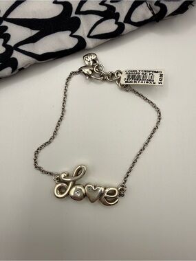 Brighton Love Bracelet Crystal Heart Silver Tone Retired NWT Tag Attached